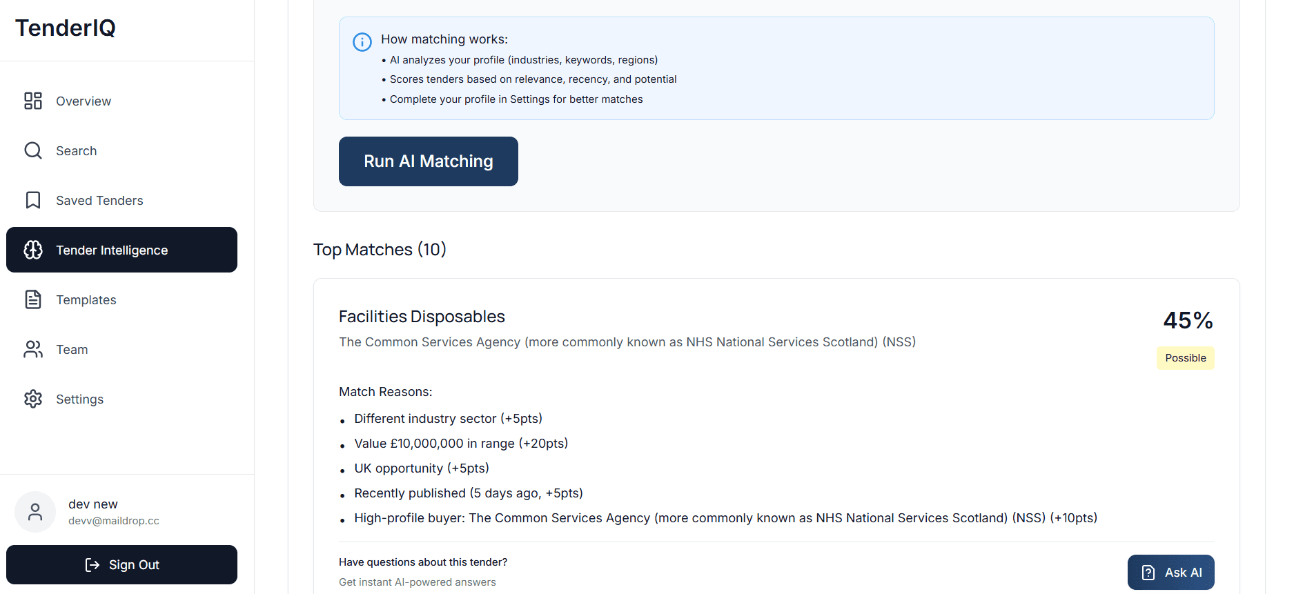 TenderIQ Platform Workflow